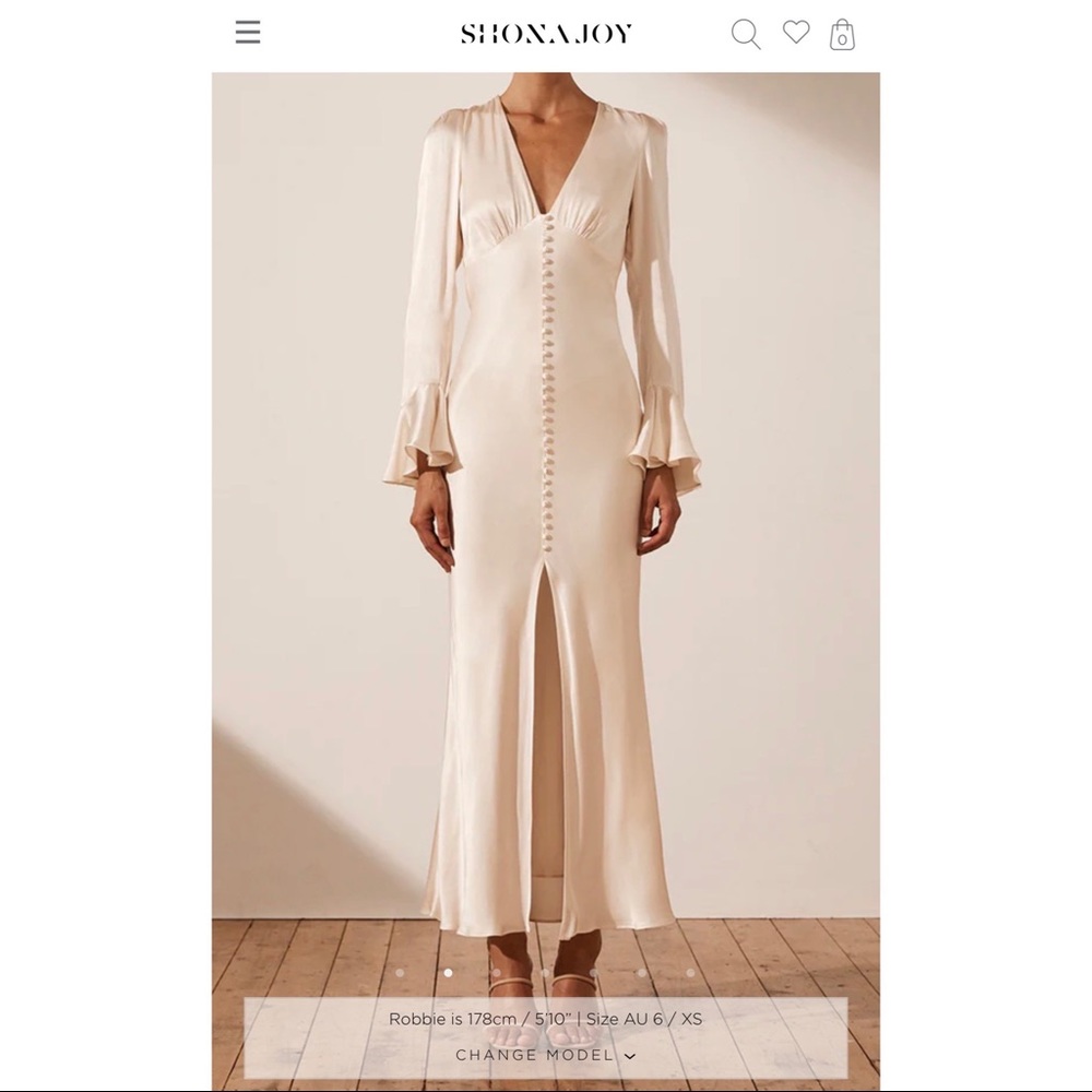 Shona Joy La Lune Frill Cuff Bias Midi Dress